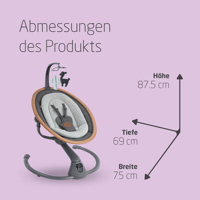 Maxi-Cosi Cassia Babywippe, Elektrische Babyschaukel mit Musik, Bewegungserkennung und 360° Sitz, Nu