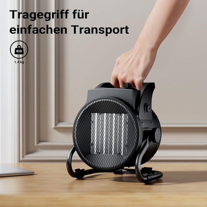 Wiltec Heizstrahler 2kW Keramik Heizgerät 2000W mit Thermostat 30m² Heizlüfter 3 Leistungsstufen