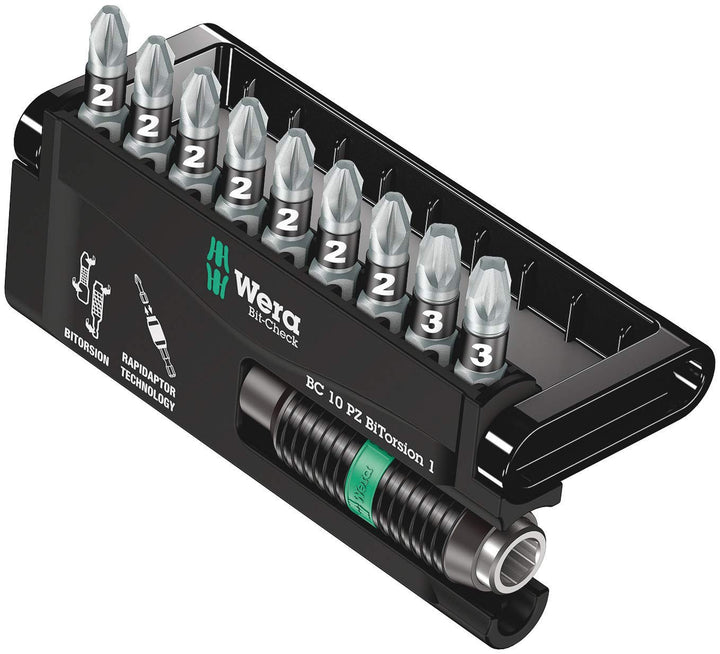 Wera Bit-Sortiment, Bit-Check 10 PZ BiTorsion 1, 10-teilig, 05056368001, Bit-Check 10