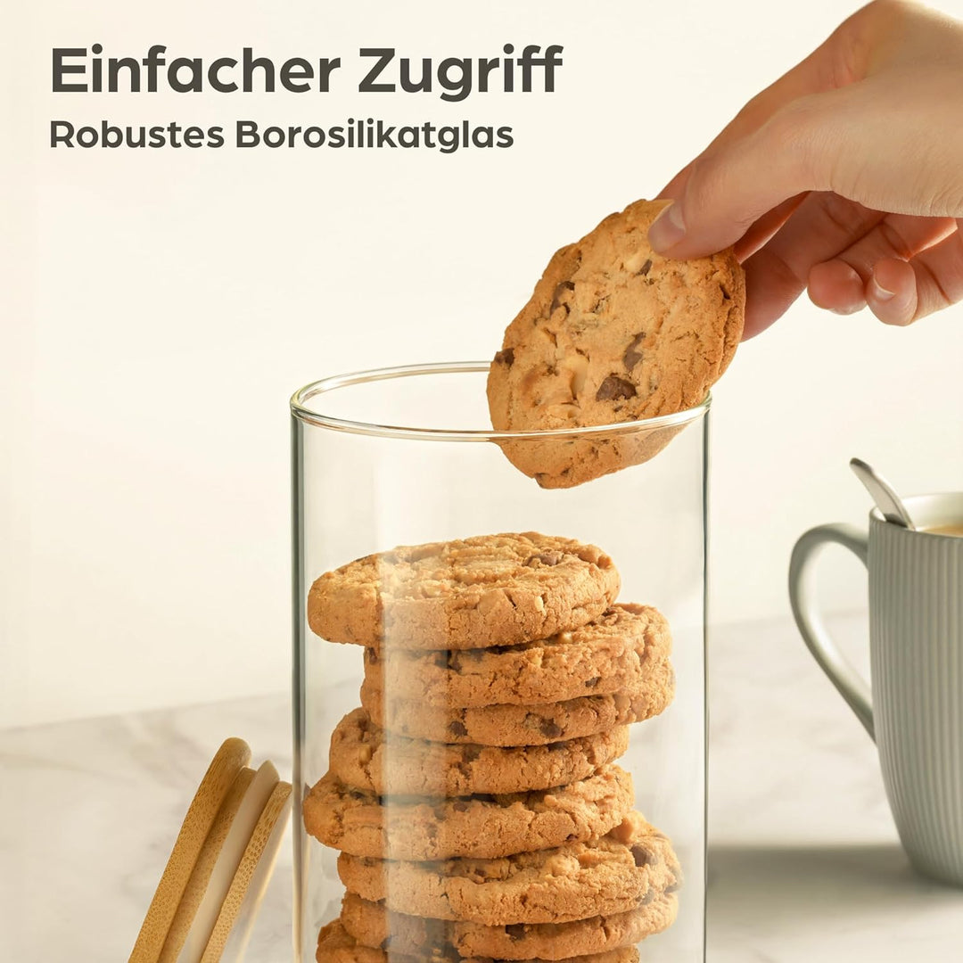 Praknu Vorratsgläser mit Deckel 4er Set - Luftdicht - 1,2 L - Spülmaschinenfest - 8