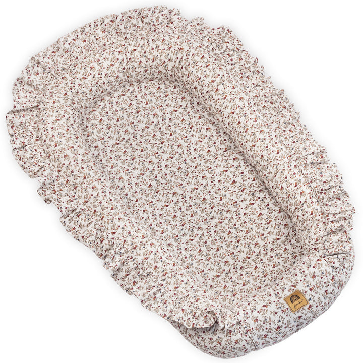 PIMKO Babynest mit rüschen Babynestchen für Baby Kuschelnest Babykokon für Säuglinge und Neugeborene