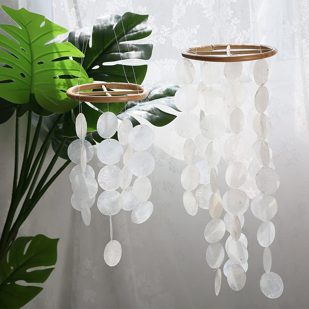 ZOYIEP Windspiel Capiz-Muscheln-Perlmutt-Muscheln in Weiss für Heim Hängende Ornamente Kinderzimmer