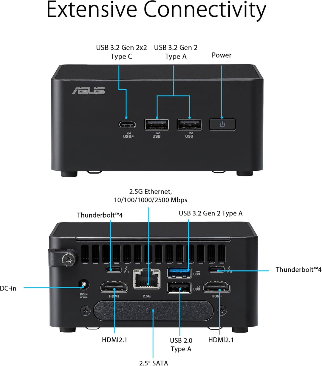 ASUS NUC 14 Pro Slim Kit RNUC14RVKU500002I (Intel Core U5 125H Prozessor, Intel Arc Grafik, Intel Wi
