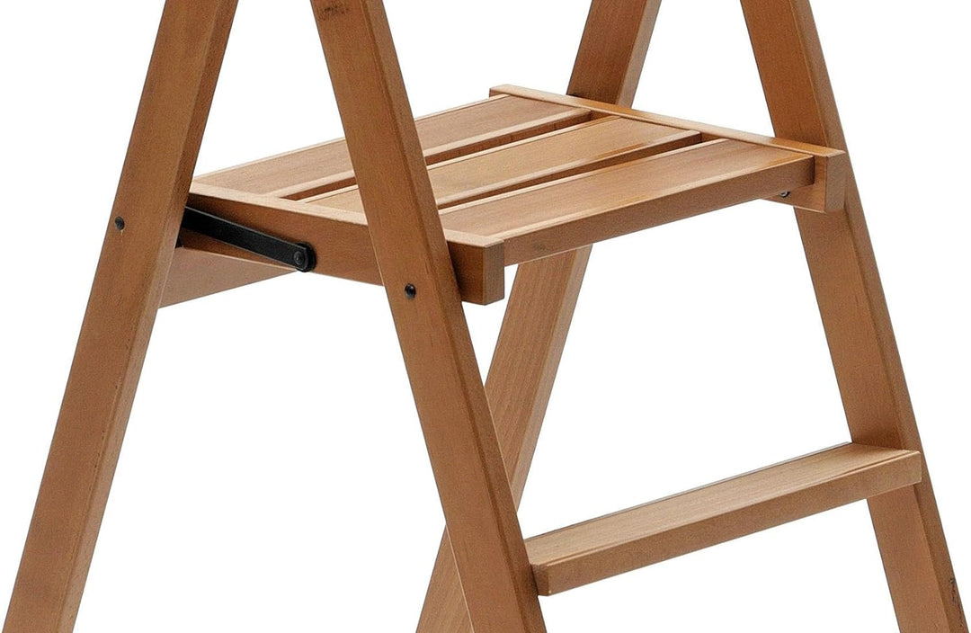 Arredamenti Italia 3-Stufen Leiter Kimora, Holz - zusammenklappbar - 3 Stufen -Farbe: Kirsche Holz A