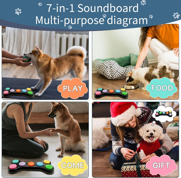 7 in 1 Hunde Button für Kommunikation,Hund sprechende Tasten mit 50-Aufklebern, Haustier-Tasten,Dog
