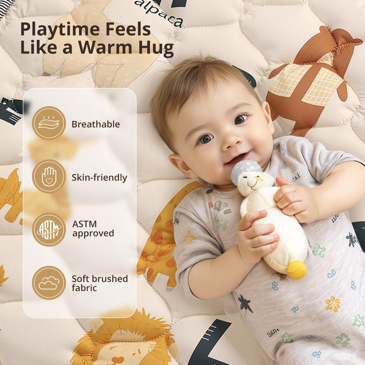 COMOMY Krabbelmatte Baby 127x127 cm, Extra Dicke und Weiche Spielmatte Baby Faltbar, Rutschfeste Sch