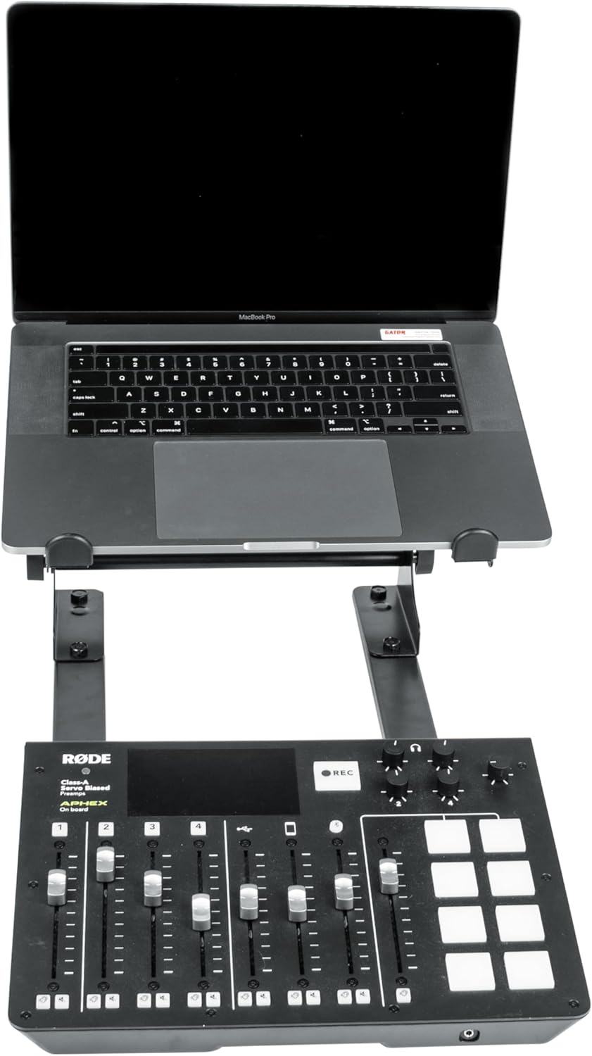 Gator Frameworks platzsparender zusammenklappbarer Laptop-/DJ-Controller-Ständer mit fester Höhe | (