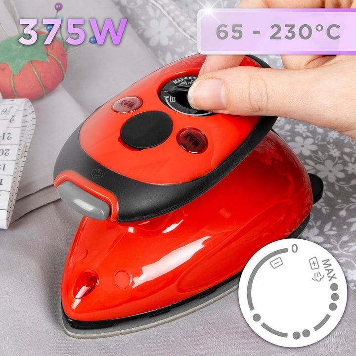 Duronic SI2 RD Mini Reisebügeleisen, 375W Mini Bügeleisen, Dampfbügeleisen 50ml Wassertank, kleines