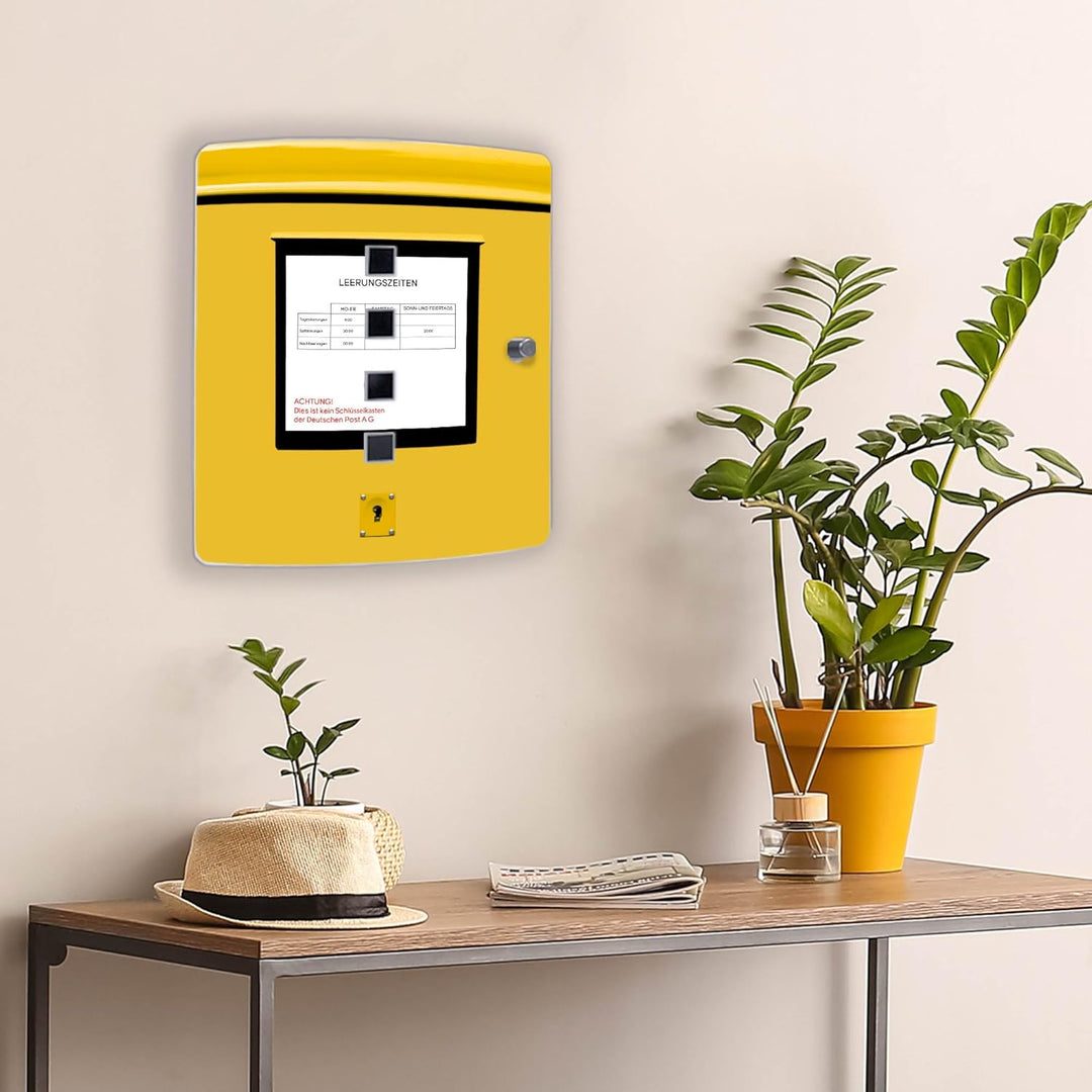 banjado® Design Schlüsselkasten aus Edelstahl Motiv Briefkasten Gelb für 10 Schlüssel - Schlüsselsch