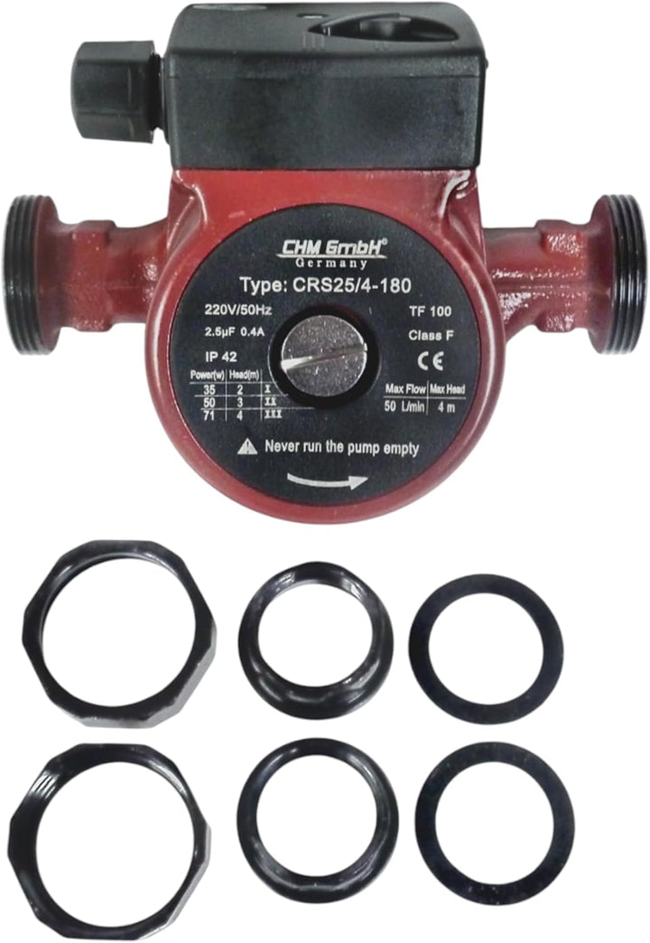 CHM GmbH® Umwälzpumpe 25-40/180 Heizungspumpe Zirkulationspumpe Effizienzpumpe 50l/min Förderhöhe 4m