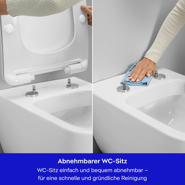 Duravit WC-Sitz Univavo, WC-Sitz eckig, Klobrille mit doppelter Absenkautomatik, Toilettendeckel Qui