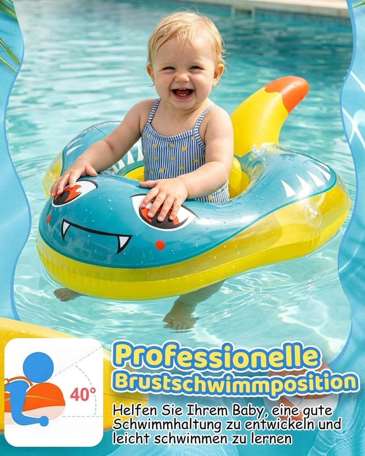 Baby Schwimmring mit UPF50+ Sonnendach Entfernbar, Premium Baby Float, Schwimmhilfe verstellbare Sch