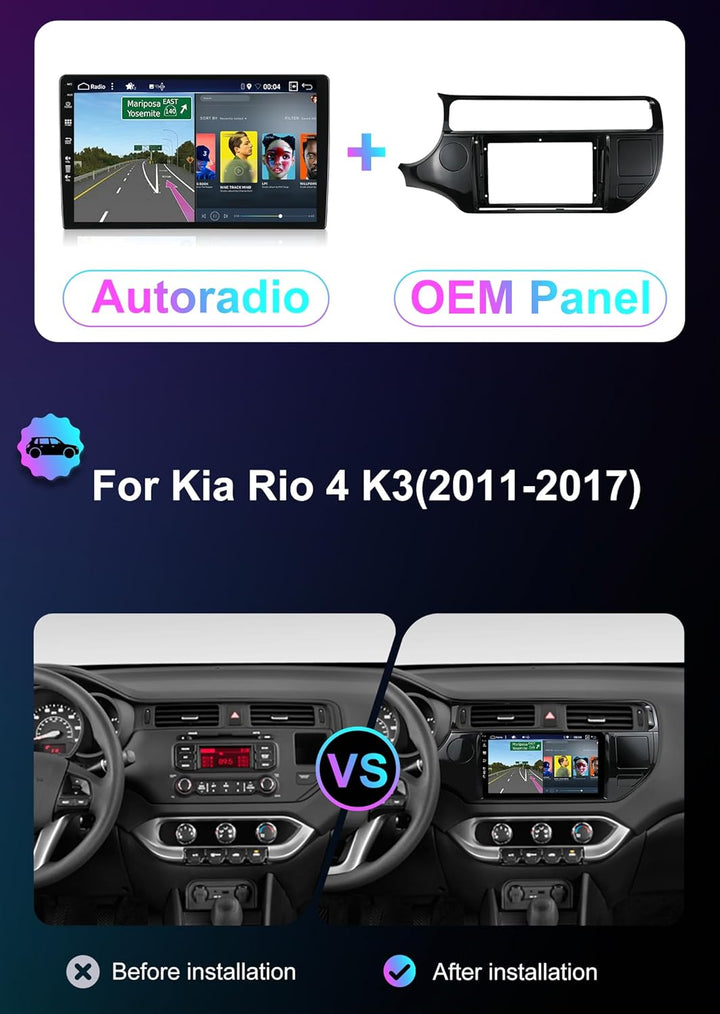 JOYX - [6G+128G] - Android 12 IPS Autoradio Passt für KIA Rio 4 K3 (2011-2017) - Kabellos CarPlay/An
