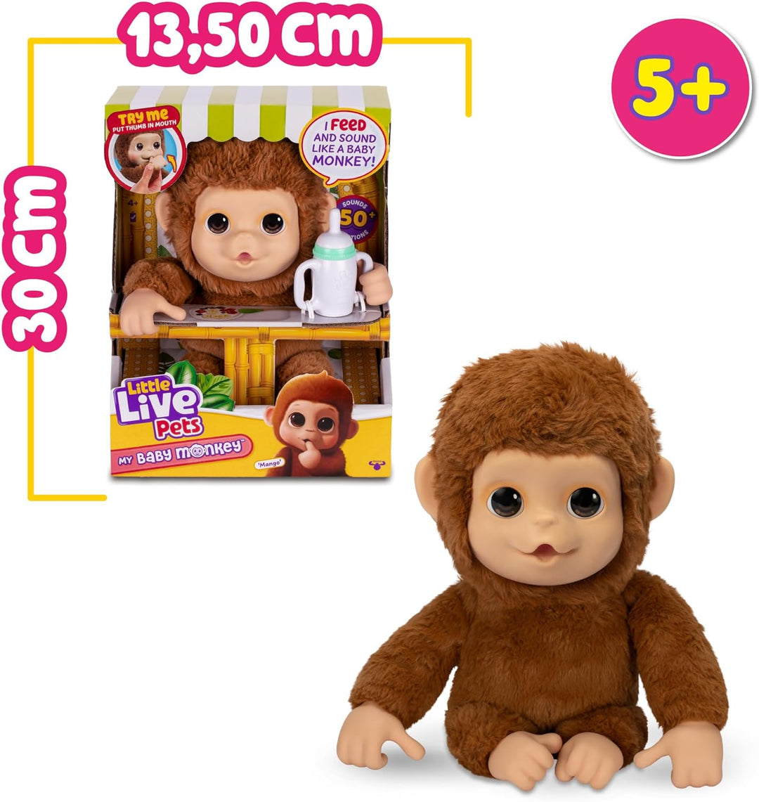 Little Live Pets - Mango, der interaktive AFFE, 50 interaktive Sounds und Mundbewegung, liebt das Ki