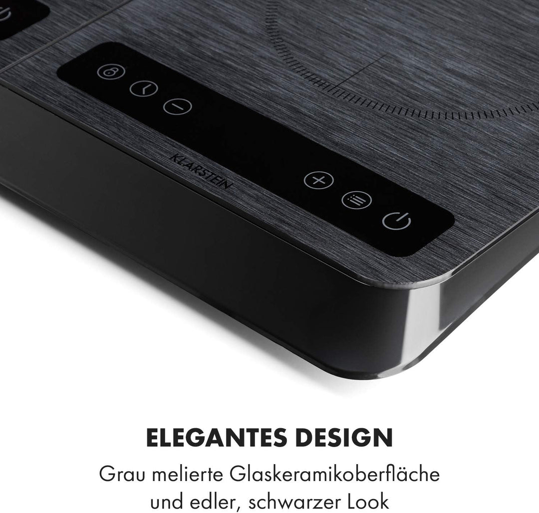 Klarstein InnoChef - Doppel-Induktionskochfeld, mobiles Kochfeld, 3400 W, Touch Control, Topfsensor,