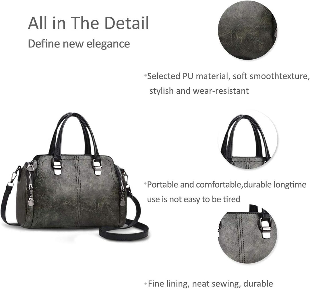 NICOLE&DORIS Damen Mode Taschen mit hohem Tragegriff Retro Handtaschen Schultertasche Umhängetasche