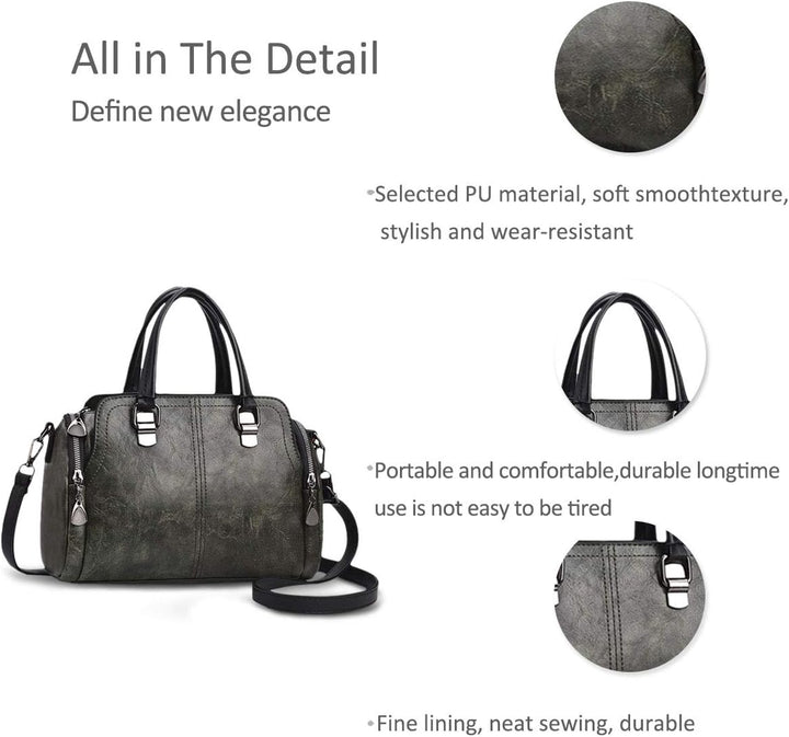 NICOLE&DORIS Damen Mode Taschen mit hohem Tragegriff Retro Handtaschen Schultertasche Umhängetasche