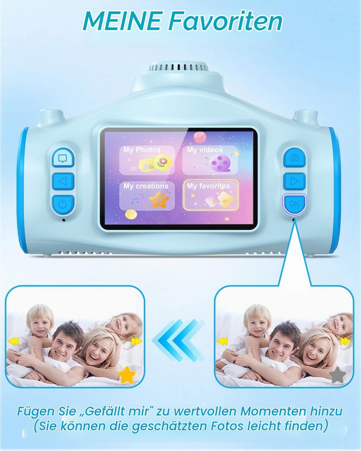 Kinderkamera, 3 in 1 Beamer Projektor Kamera 1080P Digitalkamera Fotoapparat Fotokamera Kinder, Weih