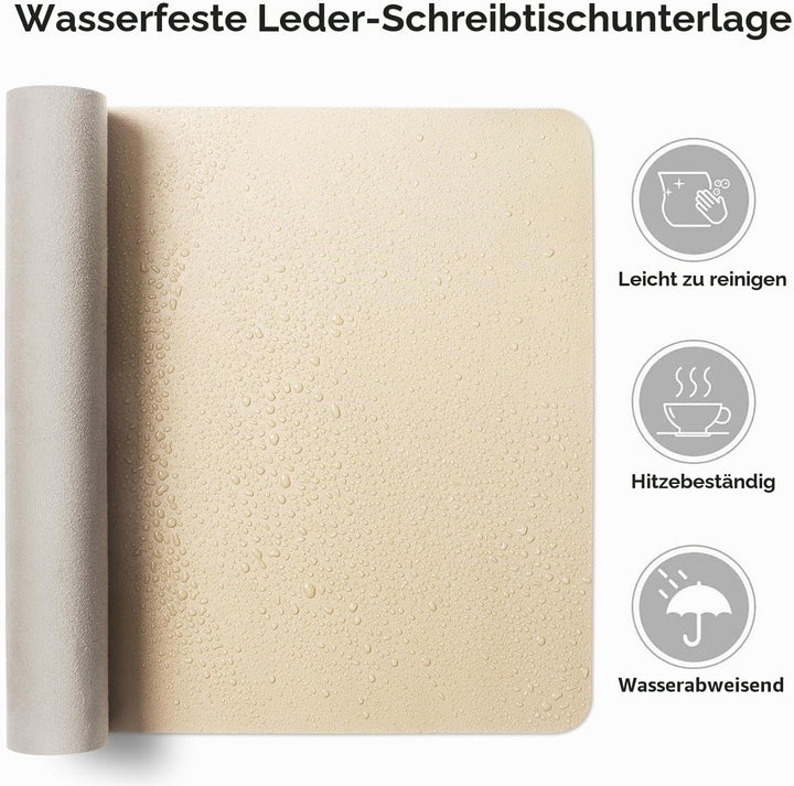Aothia Schreibtischunterlage,PU-Leder-Schreibtischmatte,Mauspad,rutschfester Schreibtischschutz,wass