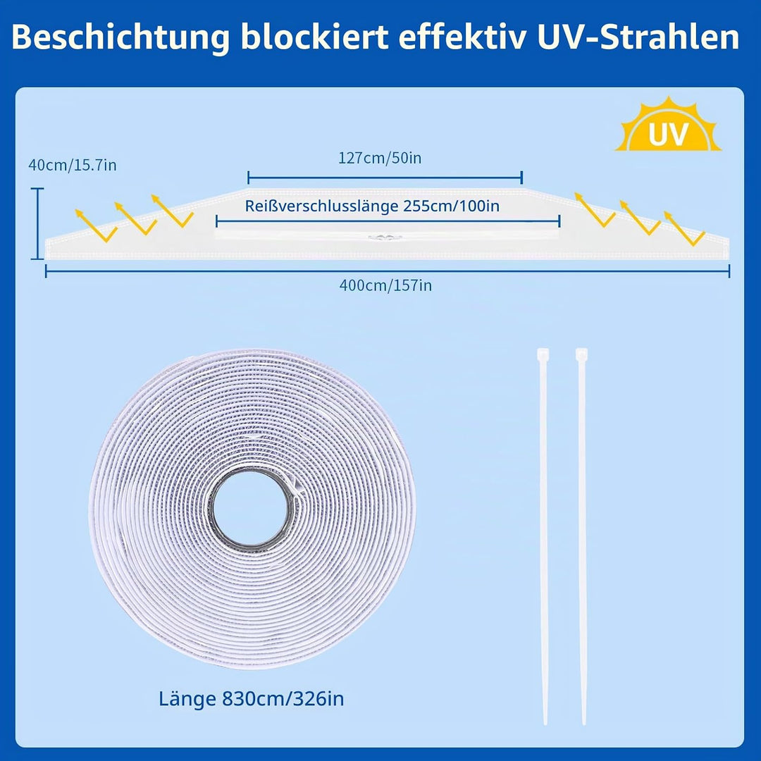 Fensterabdichtung für Mobile Klimageräte, Klimaanlage Fensterabdichtung Dachfenster 400CM, Wäschetro