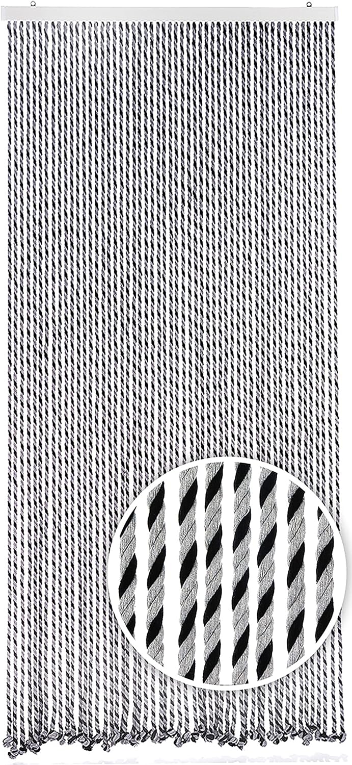 Kobolo Seilvorhang Türvorhang Black/Grey 54 Stränge Dekovorhang