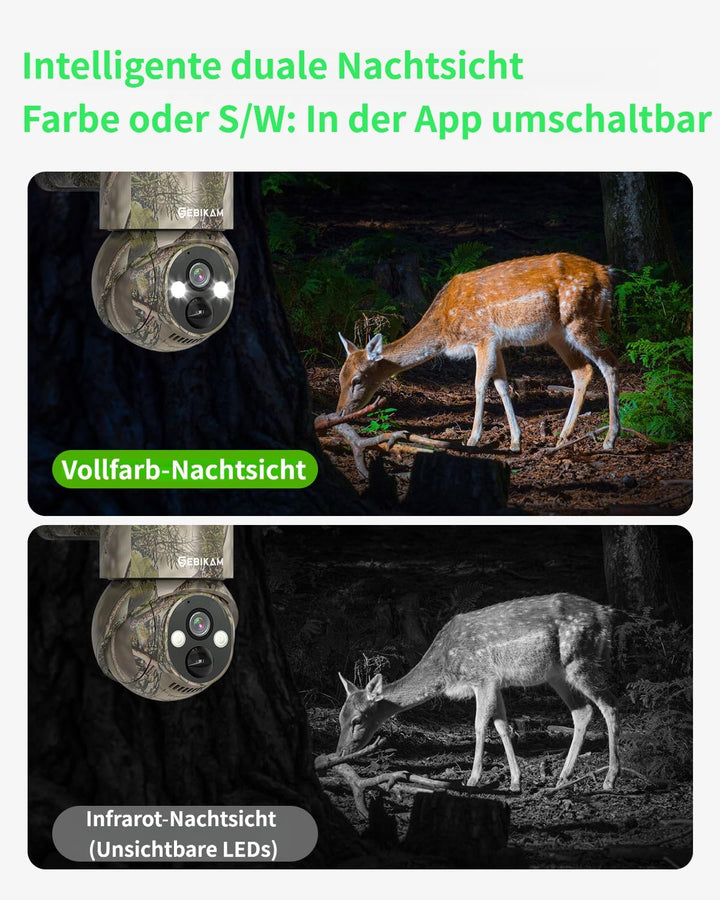 4G LTE Wildkamera 2er Set mit SIM Karte, Solar, 2K, 355° PTZ,
