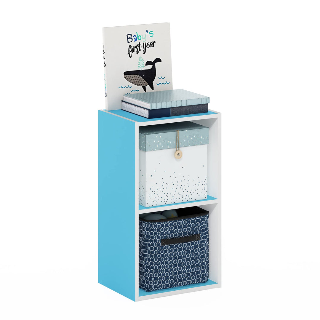 Furinno Luder Bücherregal Weiss/ Hellblau 30.5(W) x 53.9(H) x 23.7(D) cm, Weiss/ Hellblau 30.5(W) x