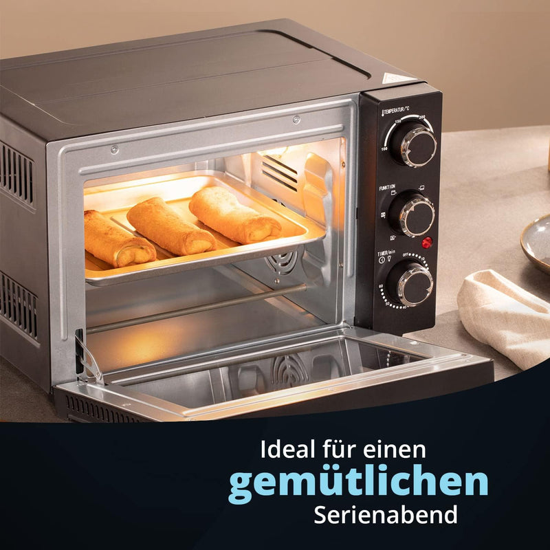 KHG Minibackofen MBO-15S in schwarz mit Umluft, Ober-/Unterhitze, 15l Garraum, Brotbackofen, inkl. 6