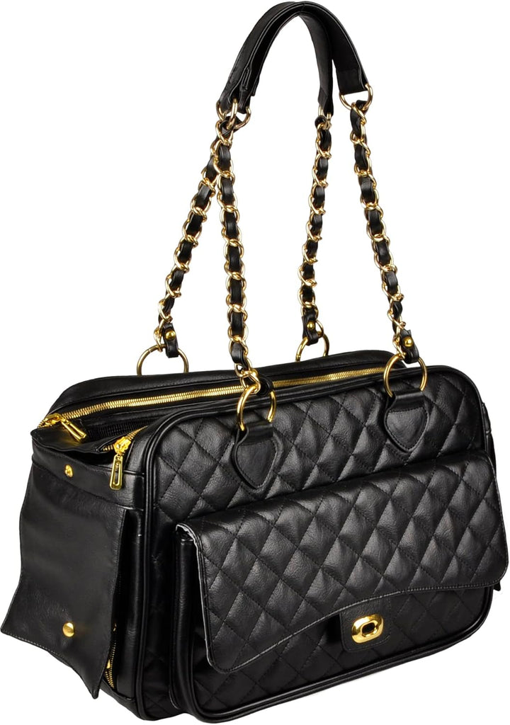 Hundetasche - Tragetasche Gigi Schwarz – 40x22x28cm – Kunstleder – Kissen herausnehmbar – Sicherheit