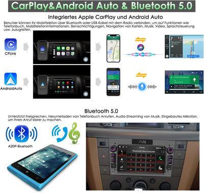 iFreGo 7 Zoll Android Autoradio mit Bluetooth,DAB Radio und Carplay,Radio Für Opel Astra,Corsa,Vectr