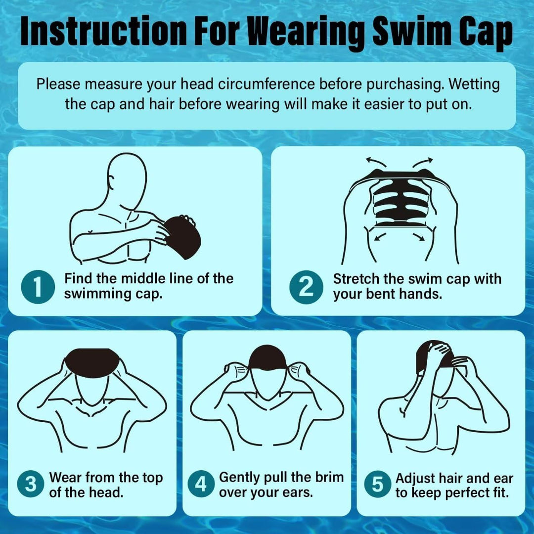 Alepo Extra Large Badekappe Damen Herren, Schwimmkappe Lange Haare Langlebige Silikon mit Ohrschutz,