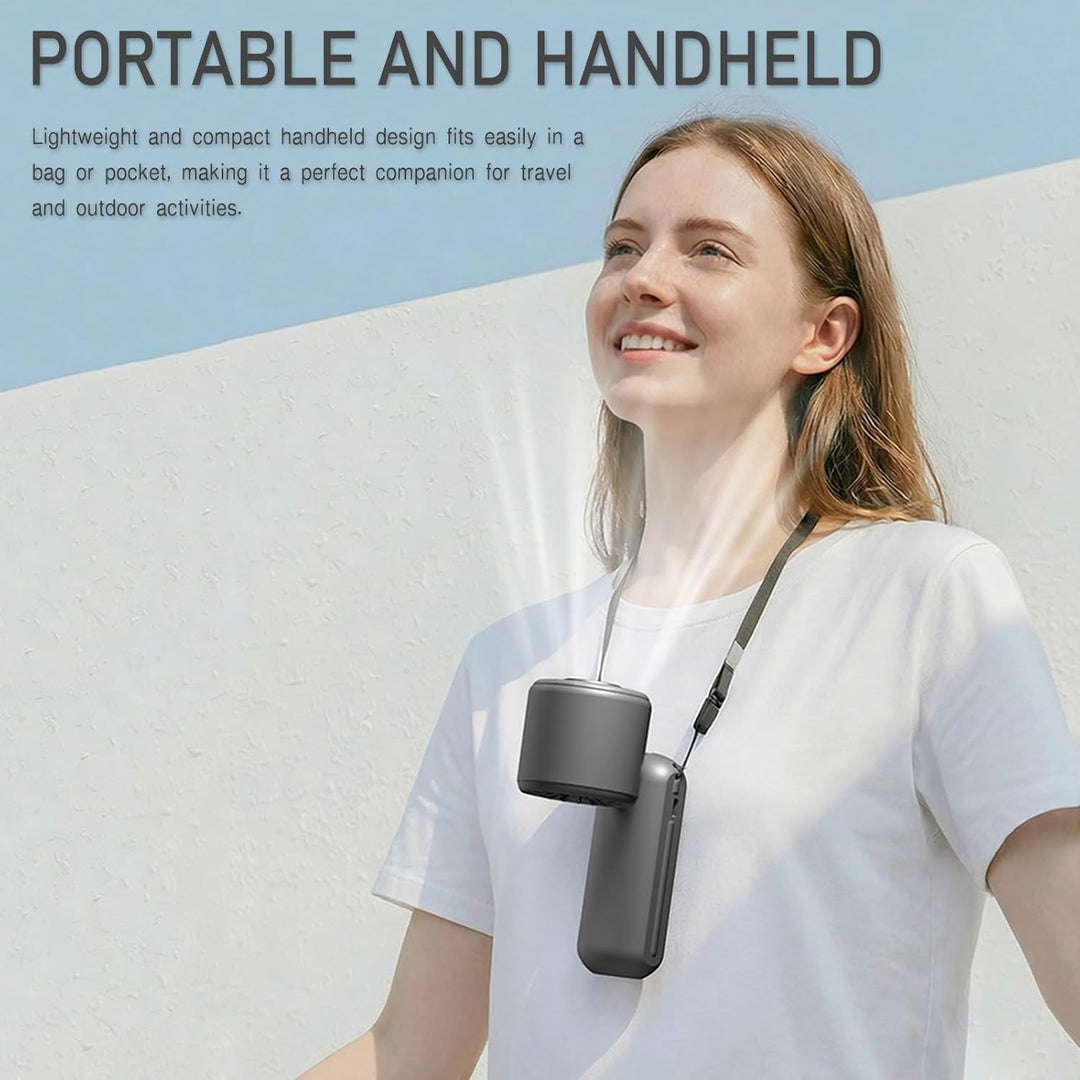 Mldnld Handventilator Akku Aufladbar, Halbleiter-Kühlfunktion, 5 Turbogeschwindigkeiten, 90° klappba