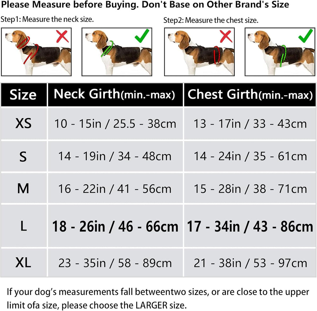 HEELE Hundegeschirr, Hundegeschirr für Grosse Hunde, Freigabe am Hals, Vorderseite Rückseite Clips H