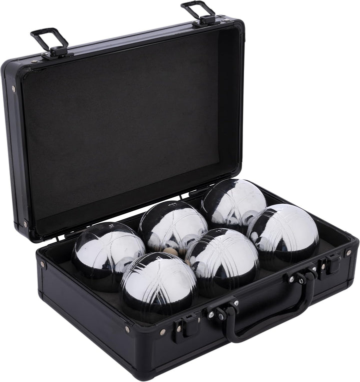 Engelhart - Set aus Metall-Pétanque-Boules mit Aluminiumkoffer - Boules von 74 mm, 720 g - Transport