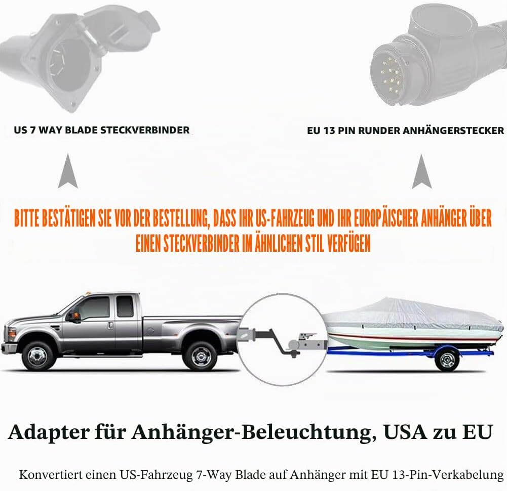NEWFUN Adapter Anhänger 7 Auf 13 Polig, Anhängerstecker Kabelbaum, Adapterkabel Anhänger Verlängerun
