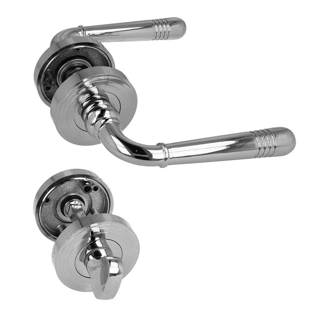 MS Beschläge® Drückergarnitur Türdrücker Türklinke verchromte Oberfläche BB/PZ/WC (WC - Bad), WC - B