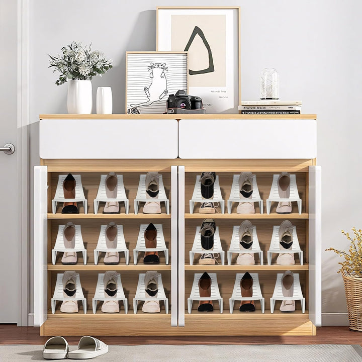 10x rutschfest Schuhregale Schuhschlitze Organizer für Schrank Schuhhalter Stapelbar Schuhorganizer