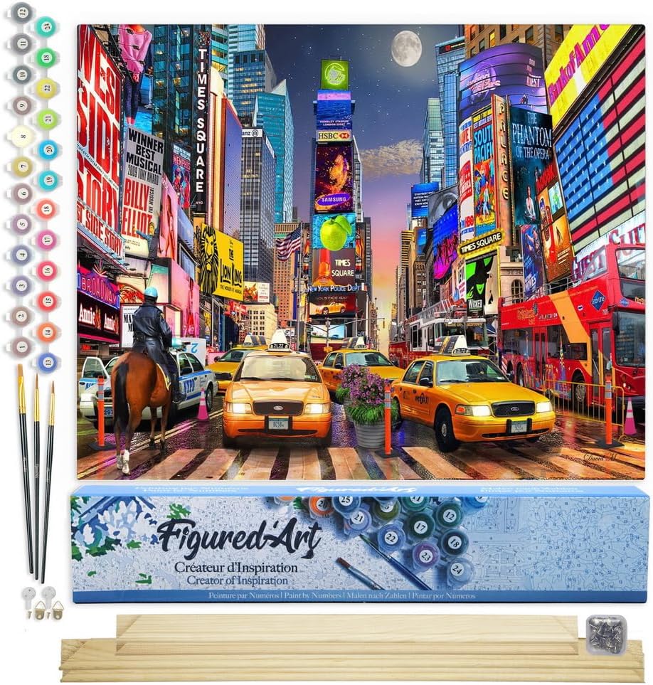 Figured'Art Malen Nach Zahlen Erwachsene Mit Rahmen Timesquare - Paint by Numbers Basteln DIY Bastel