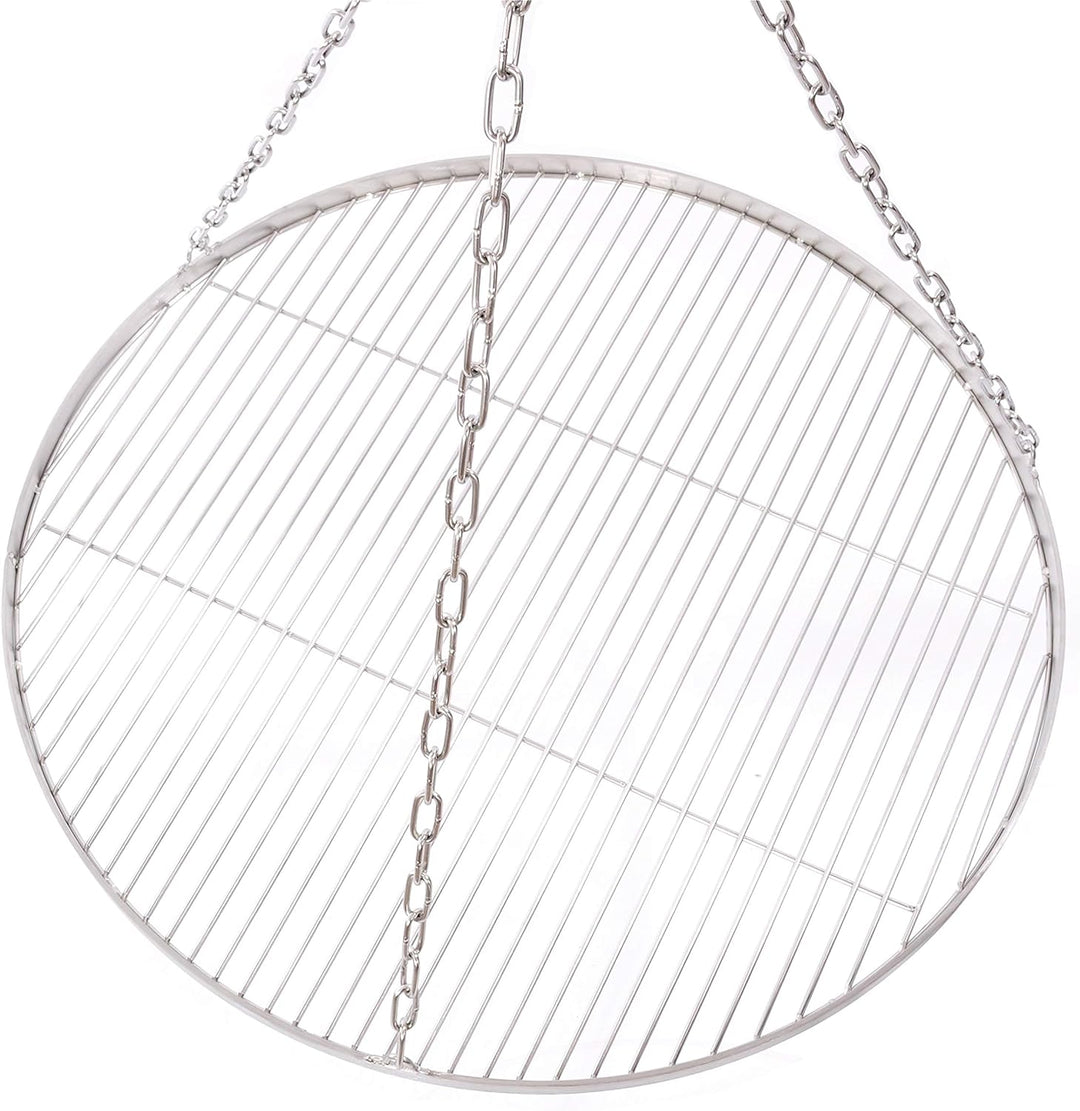 70 cm Grillrost Edelstahl für Schwenkgrill 3 Bein BBQ Grill Rost mit Kette 14 mm Stababstand