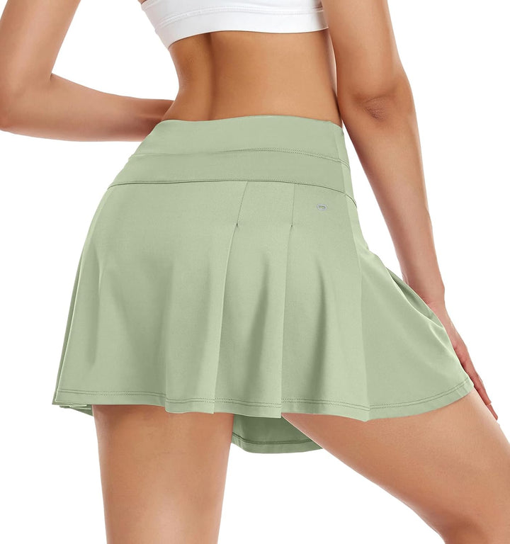 VUTRU Damen Tennisröcke Hohe Taille Tennis Skort mit Taschen Laufröcke Sport Golfrock mit Innenhose