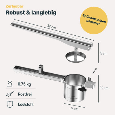 SILBERTHAL Kartoffelpresse Edelstahl - Spaghettieispresse - Läuft nicht über - Einlegescheiben inklu