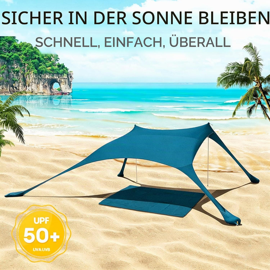 Strandzelt, Pop-Up, 2x2.1 m, LSF 50, Lycra, Sonnenschutz, für den Aussenbereich, Anti-Wind, Sonnensc