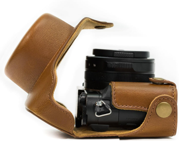 MegaGear Ever Ready Kameratasche aus Leder für Panasonic LUMIX LX100, DMC-LX100 Kamera (Hellbraun) (