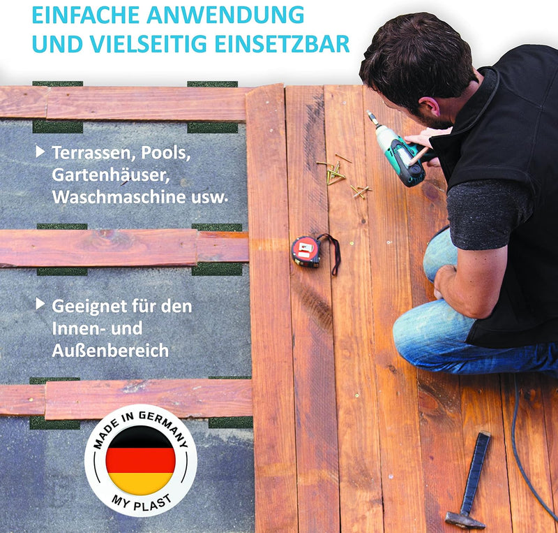 My Plast I 90 x 90 x 20 mm - 100 Stück I Terrassen-Pads – wasserbeständige Gummimatten für Terrassen