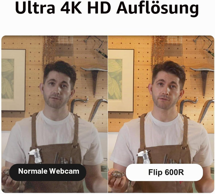 JOYUSING Flip600R 4K Streaming Webcam, Ultra 4K HD, Autofokus, PDAF, Geräuschunterdrückungsmikrofone