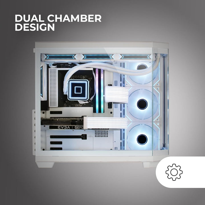 Mars Gaming MC-3TCORE, Custom ATX Gaming Gehäuse, Abnehmbares Fenster aus Dreifachglas, Dual-Kamera,