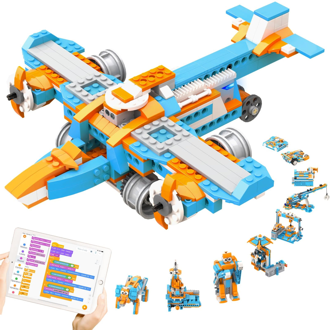 Robot S,10-in-1 Programmierbarer Roboter für Kinder, STEM Flugzeug Spielzeug zum Programmieren und L