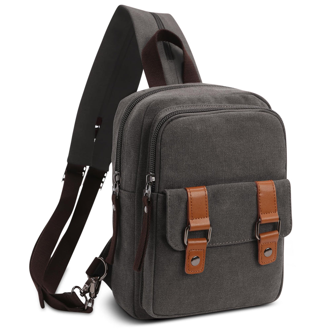 DORRISO Herren Rucksack Damen Klein Tagesrucksäcke Mode Brusttasche Sling Bag Leinwand Schultertasch
