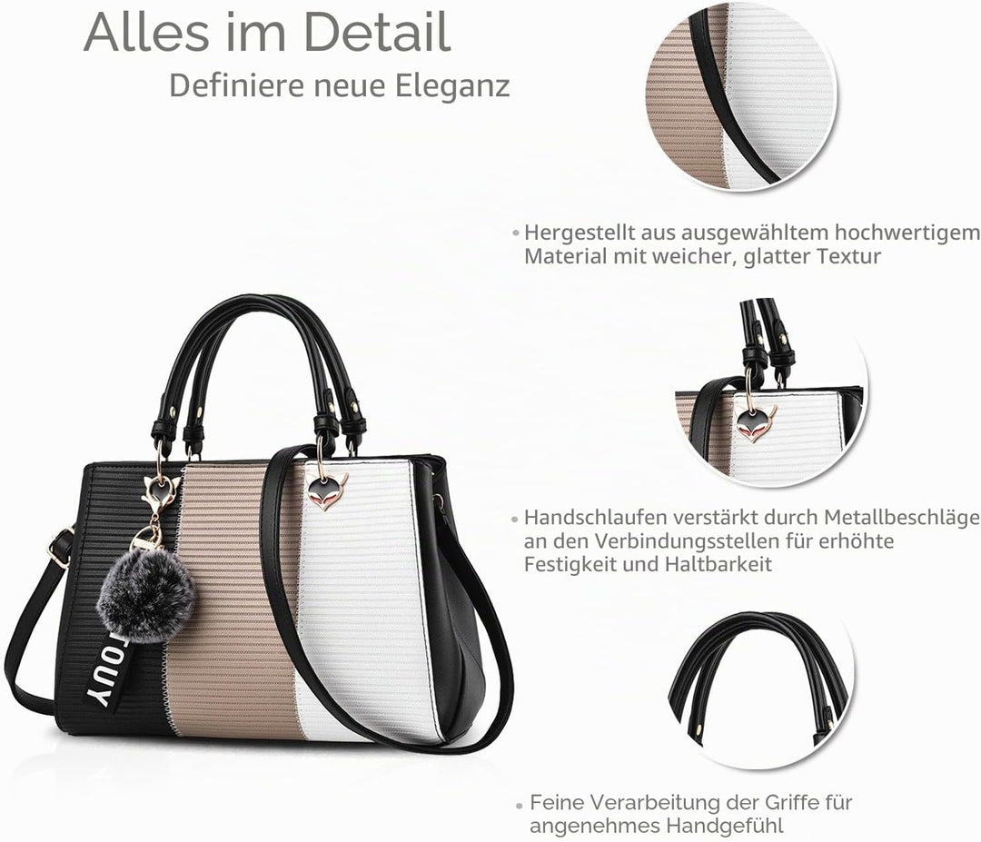 NICOLE & DORIS Damen Handtasche Umhängetasche Henkeltasche Kuriertasche Elegant Damen Handtaschen mi