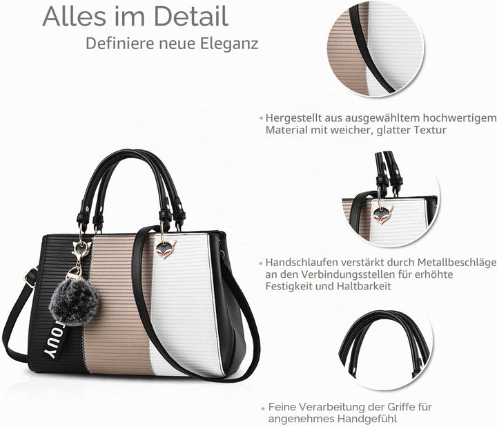 NICOLE & DORIS Damen Handtasche Umhängetasche Henkeltasche Kuriertasche Elegant Damen Handtaschen mi